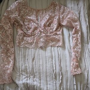 NWT Victoria's Secret Pink Embellished Crop Blouse